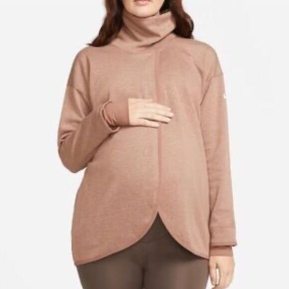 Nike Dri Fit Maternity Tan Pullover Sweatshirt Women’s Large - Picture 1 of 4